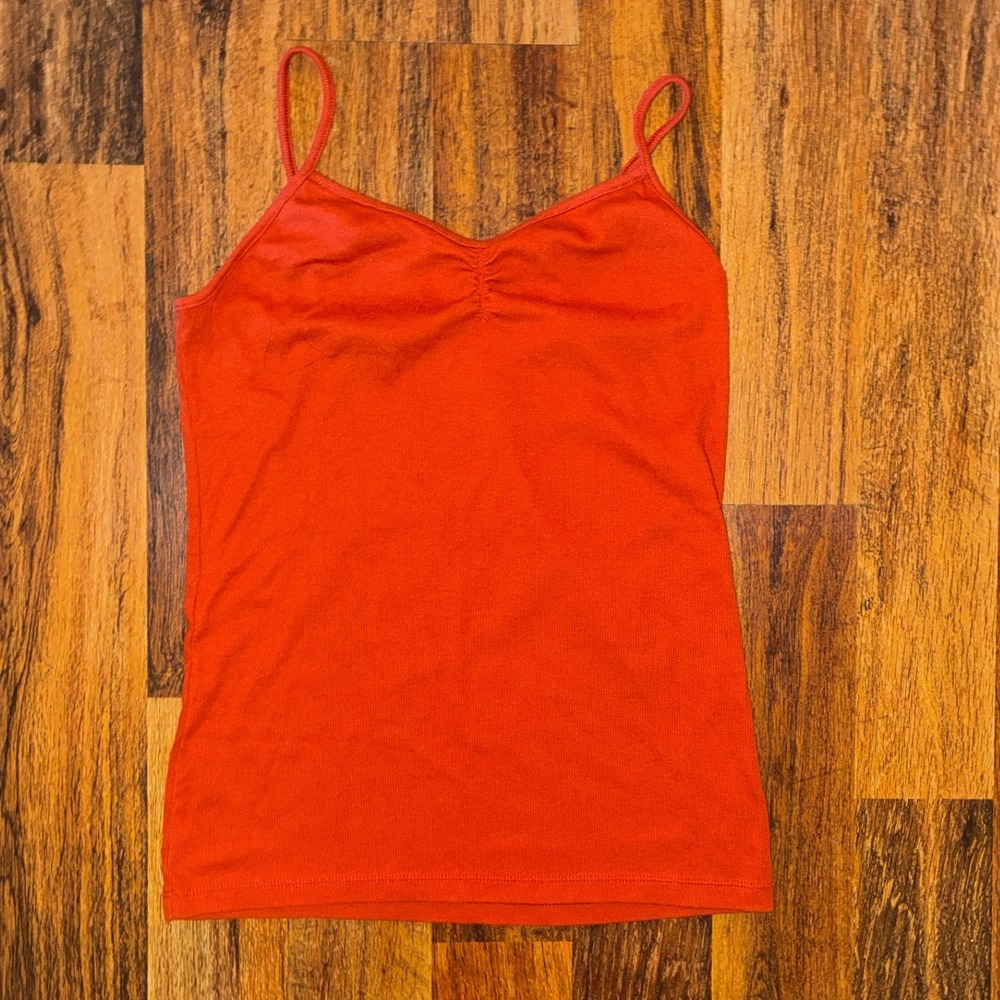 No Boundaries Orange Ribbed V-Neck Cami Tank Top Spaghetti Strap Womens Large